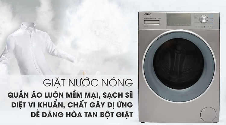 Giặt nước nóng - Máy giặt Aqua Inverter 9.5 kg AQD-DD950E S Giặt nước nóng - Máy giặt Aqua Inverter 9.5 kg AQD-DD950E S
