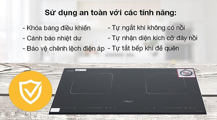 Bếp từ đôi lắp âm Chef's EH-DIH320 - Bếp từ đôi tích hợp các tính năng an toàn