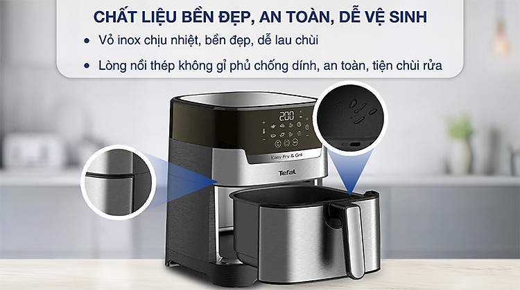 Nồi chiên không dầu Tefal EY505D15 - Thiết kế, chất liệu