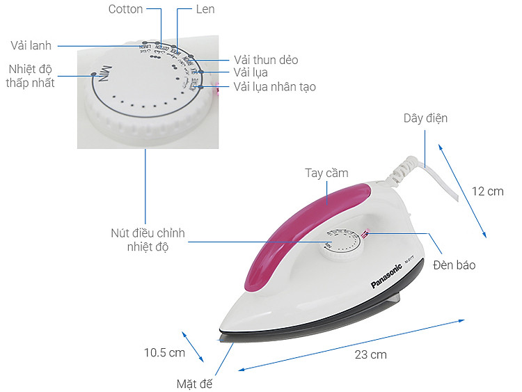 Bàn ủi khô Panasonic NI-317TVRA 1000W