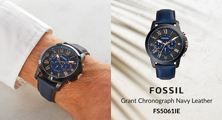Đồng hồ nam Fossil GRANT dây da FS5061IE - màu xanh dương | Đồng hồ  business | DongHoGalle.Com