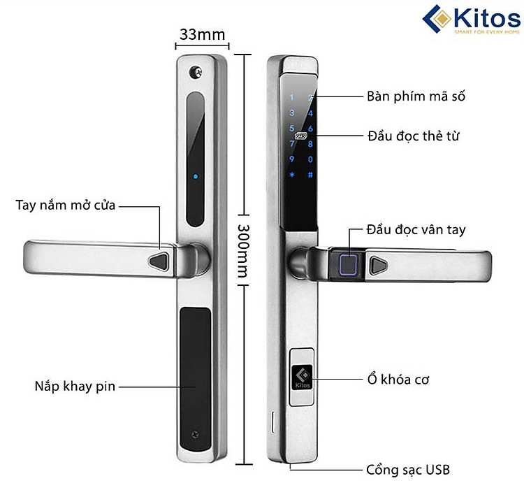 khóa thông minh cửa nhôm kitos kt-al650 plus 10