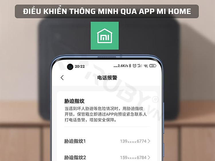 Điều khiển két sắt mini hiện đại thông qua App Mihome