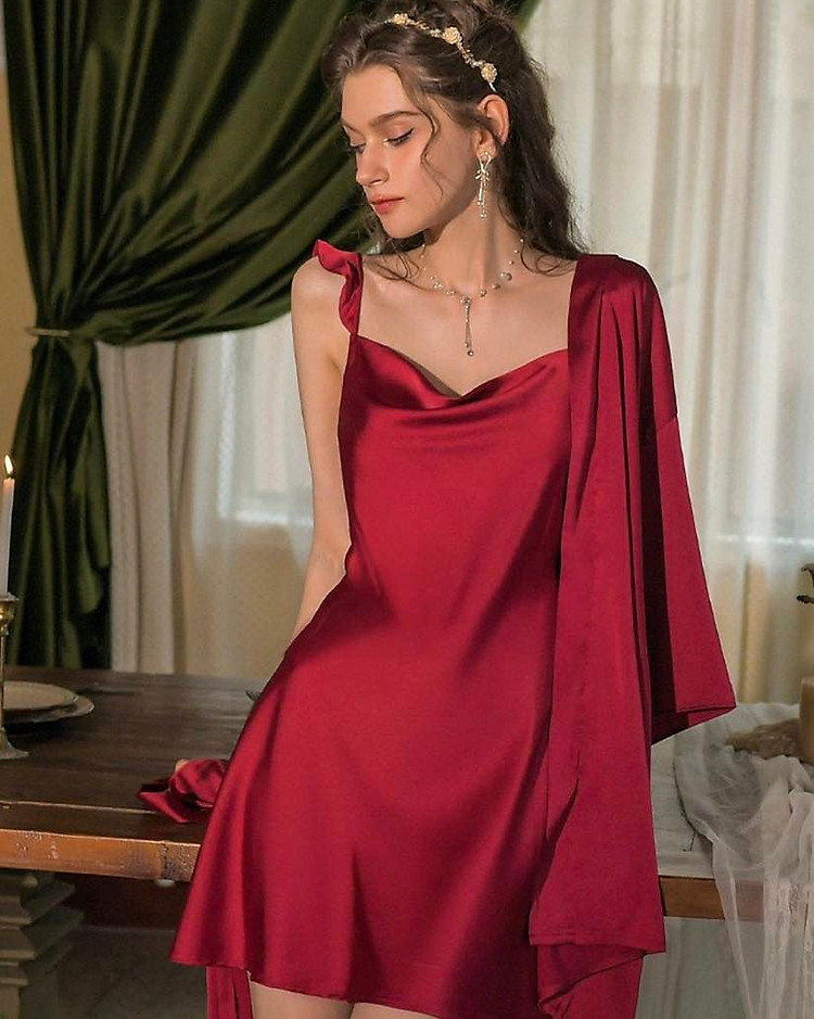 Váy Ngủ Nữ Lụa Trơn Đơn Giản