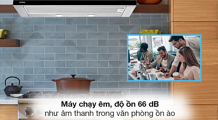 Máy hút mùi âm tủ Hafele HH-TG90E (539.81.075) - Hoạt động với công suất mạnh nhưng máy vẫn vận hành êm ái ở mức độ ồn vừa phải, tối đa 66 dB