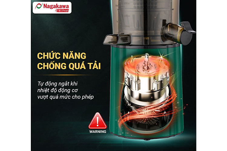 Máy ép chậm Nagakawa NAG0817 - Chống quá tải nhiệt, tăng tuổi thọ và độ an toàn