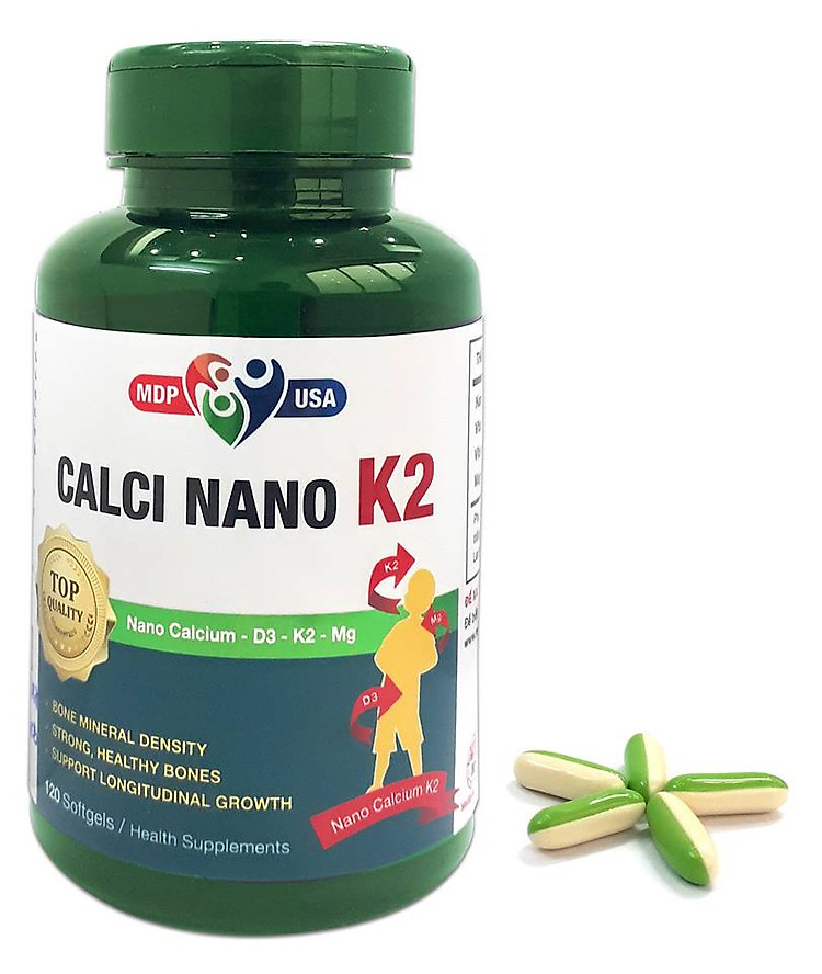 Calci Nano K2 viên nang mềm - tăng cường chiều cao, phòng loãng xương, còi xương