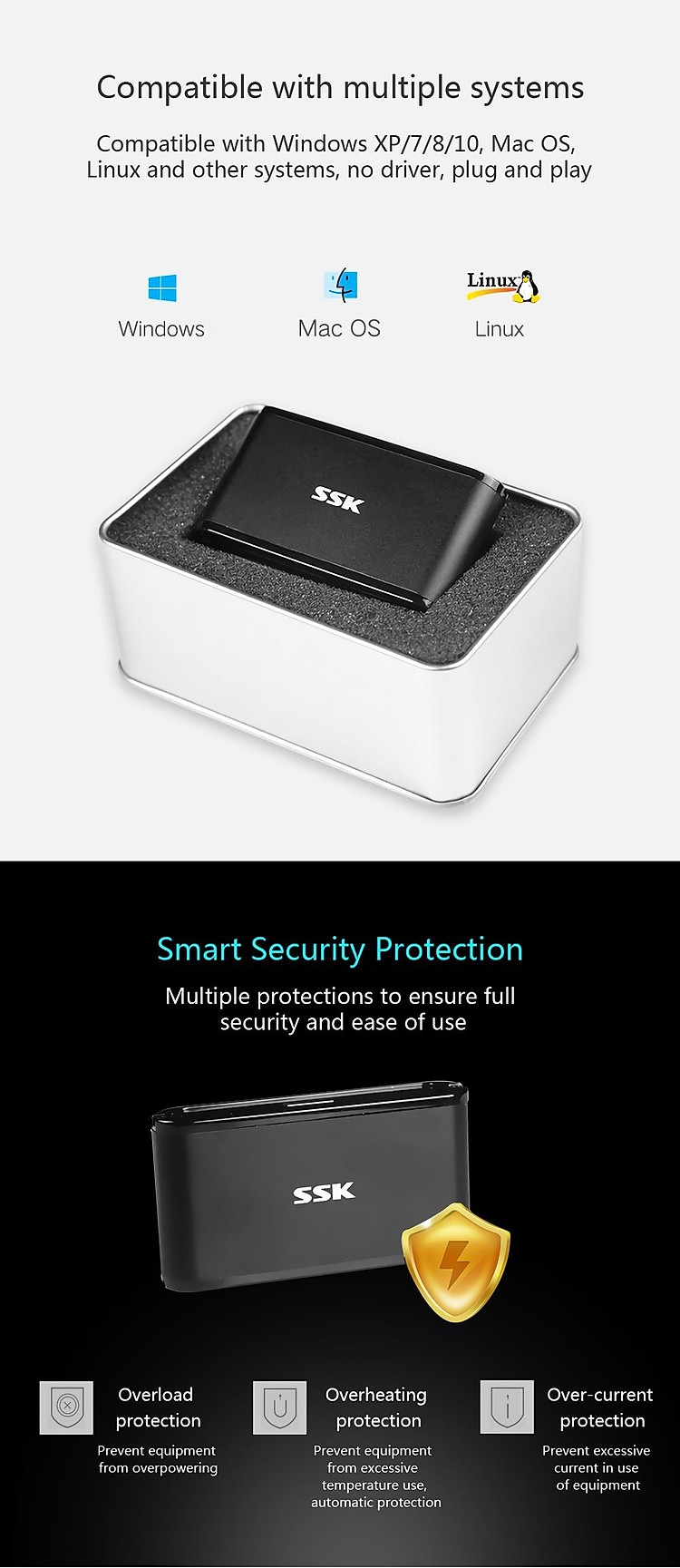 SSK SCRM630 Aluminum Alloy All-in-One USB 3.0 CF SD Micro SD TF Card Reader