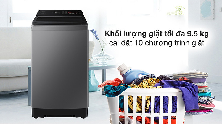 Máy giặt Samsung Inverter 9.5 kg WA95CG4545BDSV - Máy giặt Samsung Inverter 9.5 kg WA95CG4545BDSV - Khối lượng giặt và chương trình giặt