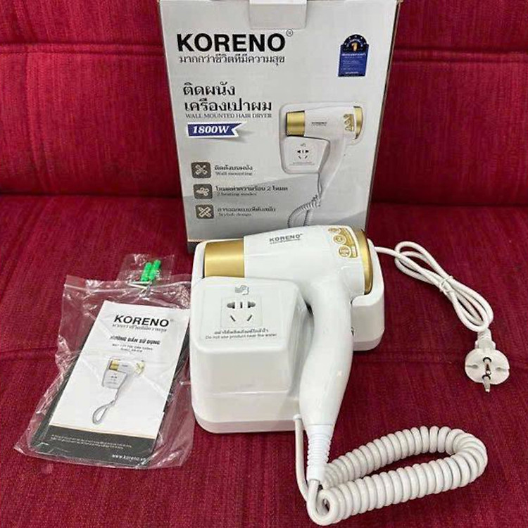 Máy sấy tóc treo tường Koreno Thái Lan KN-518 công suất 1800W