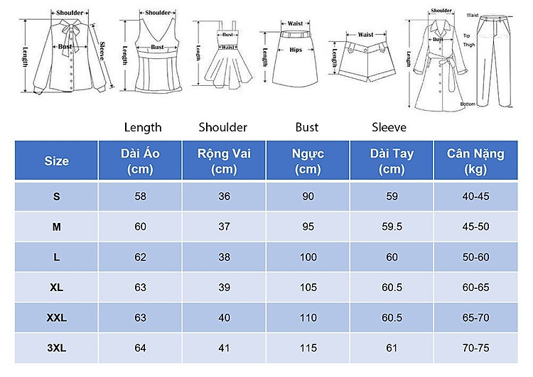 Bảng hướng dẫn chọn size Áo Thun Nữ Restricted