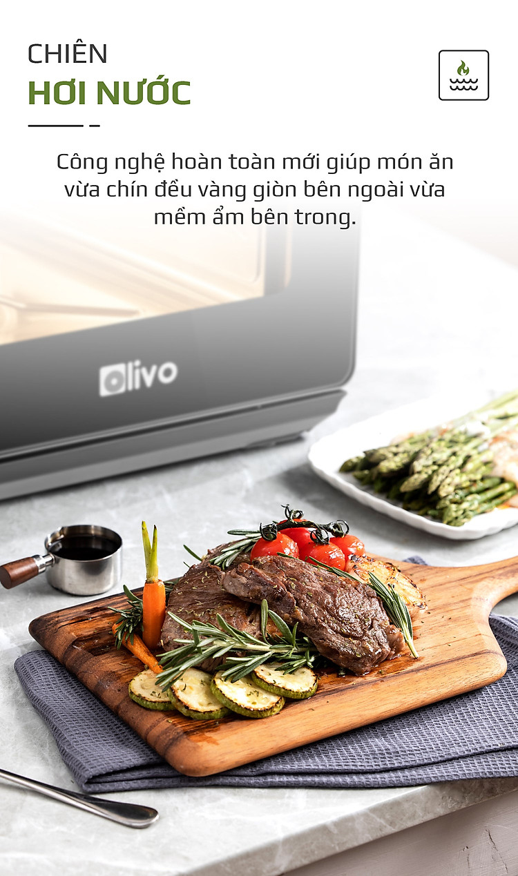 Nồi Chiên Hơi Nước Olivo SF16 Pro Thương Hiệu Mỹ Cao Cấp Gồm 56 Chức Năng Làm Bít Tết Hấp Nướng Hâm Nóng Đa Năng Dung Tích 16 Lít Công Suất 2800 W - Hàng Chính Hãng