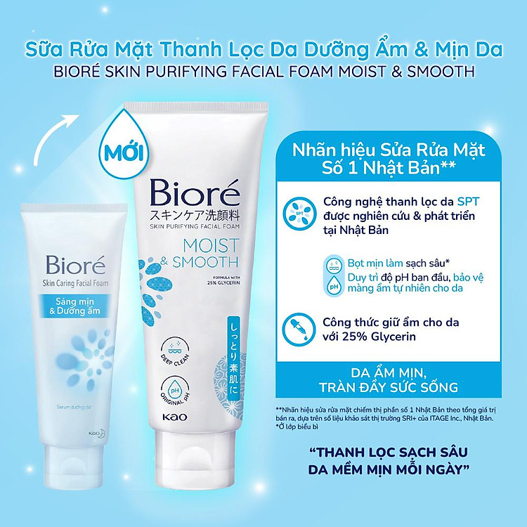 Bioré Skin Purifying Facial Foam Moist And Smooth With Glycerin 100g Bioré Skin Purifying Facial Foam Moist And Smooth With Glycerin 100g