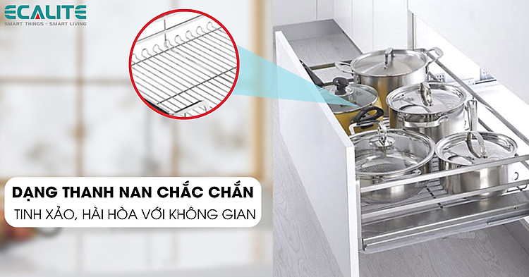 Kệ xoong nồi tủ dưới Ecalite EL-EP8003B có thanh nan thằng được thiết kế hợp lý