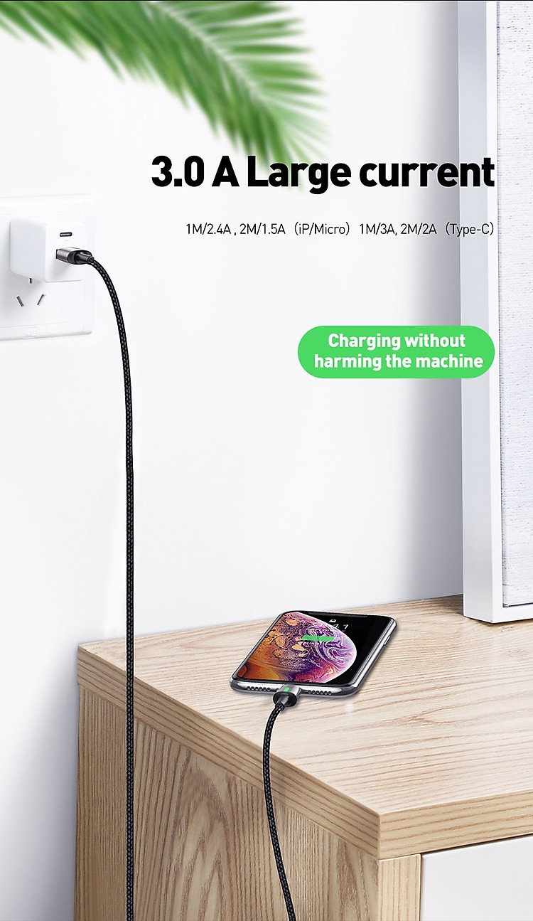Bộ dây cáp sạc nhanh 3A và 3 đầu sạc từ tính Lightning / Type-C / Micro USB hiệu Baseus Zinc Magnetic Series 2 Cable Kit