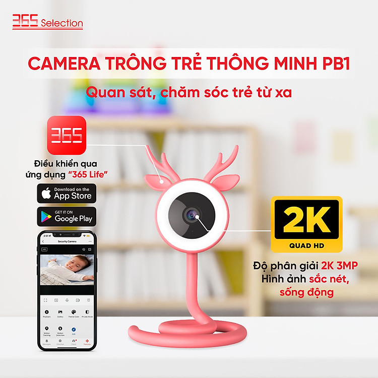 Camera trông trẻ 365 Selection PB1 3MP/2K (Baby Camera 365 Selection PB1 3MP/2K) | Thiết bị nhà thông minh số 1 Thái Lan