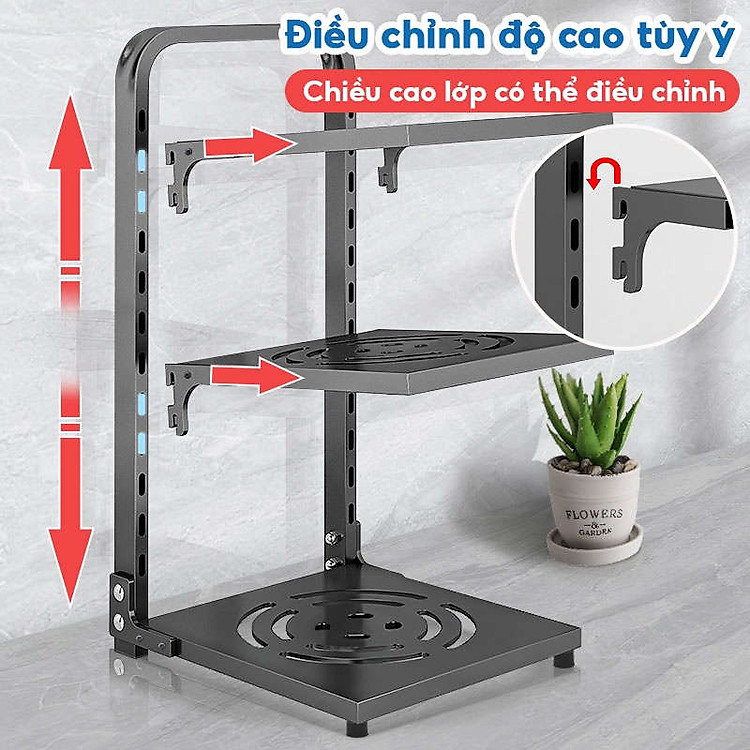 Giá để xoong nồi chảo Thép Carbon Kalpen 3 tầng