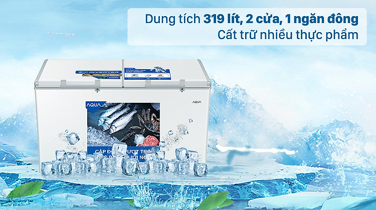 Tủ đông AQUA Inverter 319 lít AQF-C4201E - Dung tích 319 lít