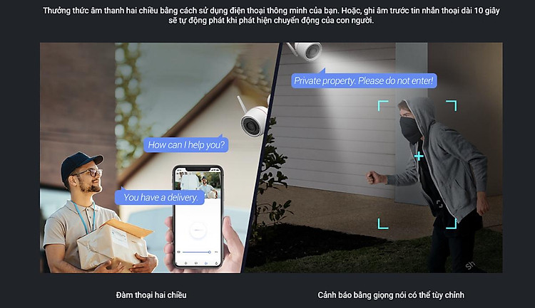 Camera Ezviz H3C 2K độ phân giải 3MP có màu ban đêm tuỳ chỉnh vùng cảnh báo động nhập