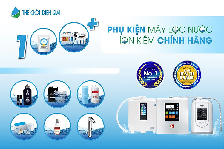Thế Giới Điện Giải phân phối hơn 100 sản phẩm và phụ kiện máy lọc nước ion kiềm