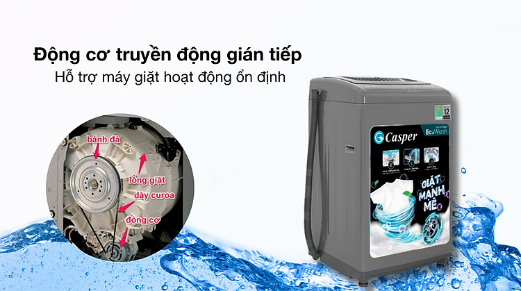 truyền động gián tiếp - Máy giặt Casper 7.5 kg WT-75NG