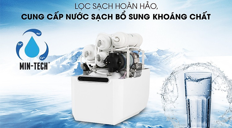 Máy lọc nước với 5 lõi lọc hiện đại loại bỏ mọi loại chất cặn bẩn, vi khuẩn và bổ sung khoáng, cân bằng độ pH cho nguồn nước tinh khiết tốt cho sức khỏe