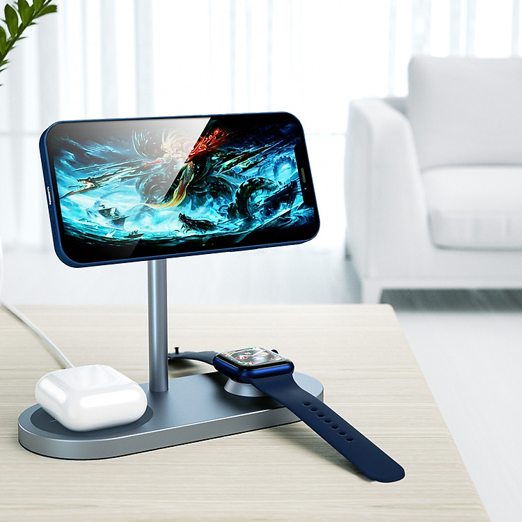 Đế sạc nhanh không dây 15W 3 in 1 hiệu WIWU Power Air Wireless Charger X23