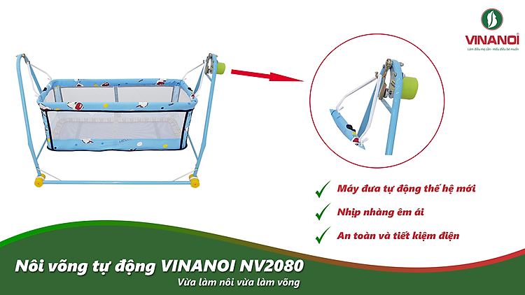 Nôi Võng Tự Động Cho Bé VINANOI NV2080 Dùng làm NÔI và VÕNG đưa tự động tiết kiệm chi phí dùng cho bé đến 5 tuổi 2