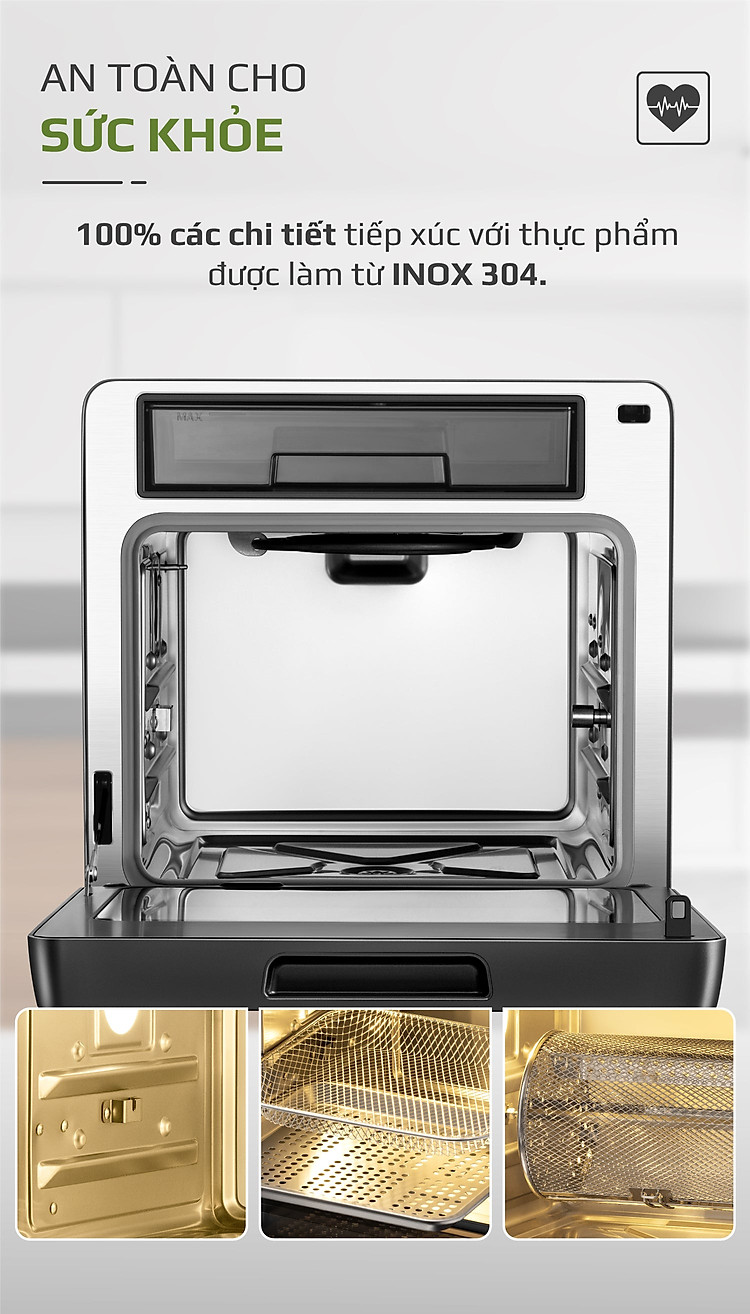 Nồi Chiên Hơi Nước Olivo SF16 Pro Thương Hiệu Mỹ Cao Cấp Gồm 56 Chức Năng Làm Bít Tết Hấp Nướng Hâm Nóng Đa Năng Dung Tích 16 Lít Công Suất 2800 W - Hàng Chính Hãng