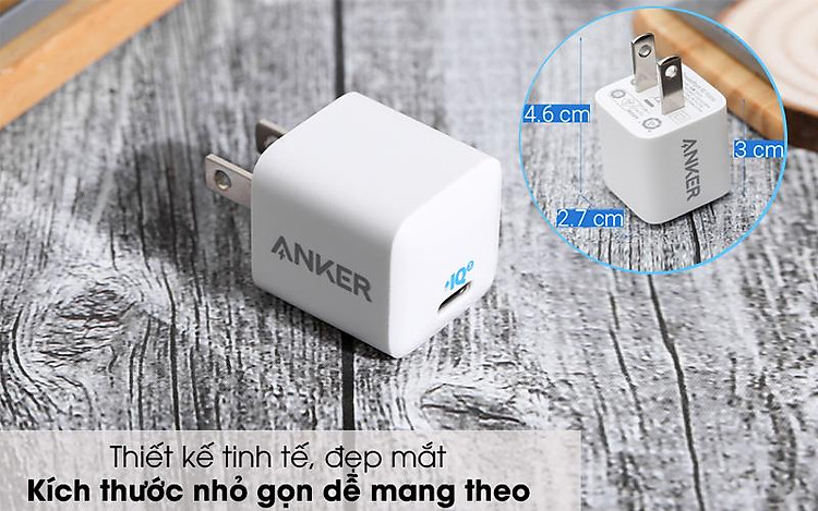 Gọn đẹp - Adapter Sạc Type C PD 20W Anker PowerPort III Nano A2633 Trắng