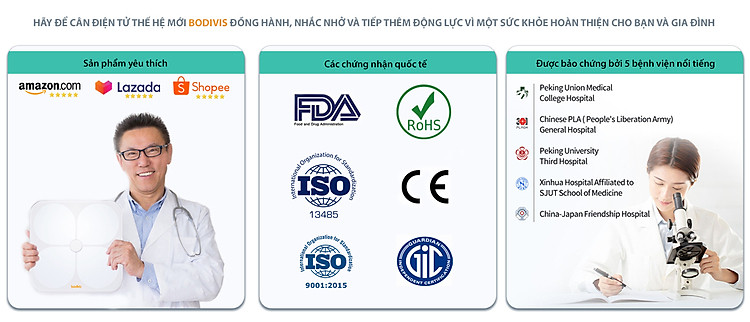 Cân sức khỏe điện tử thông minh thế hệ mới Bodivis H1 chính hãng, đo mỡ, lượng nước lượng cơ chuẩn FDA 6