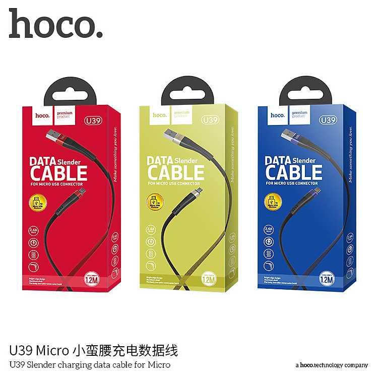 Cáp sạc và truyền dữ liệu Hoco U39 cổng microUSB 2.4A (dài 1.2M - hỗ trợ sạc nhanh) - Hàng chính hãng 8