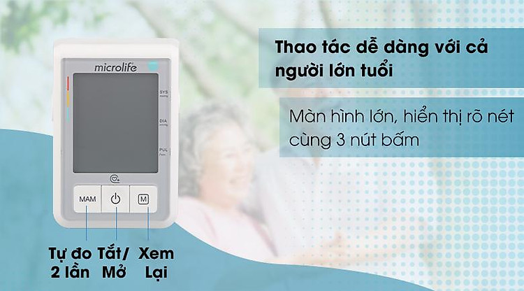 Máy đo huyết áp tự động Microlife B3 Basic - Bảng điều khiển nút nhấn, màn hình hiển thị lớn Máy đo huyết áp tự động Microlife B3 Basic - Bảng điều khiển nút nhấn, màn hình hiển thị lớn