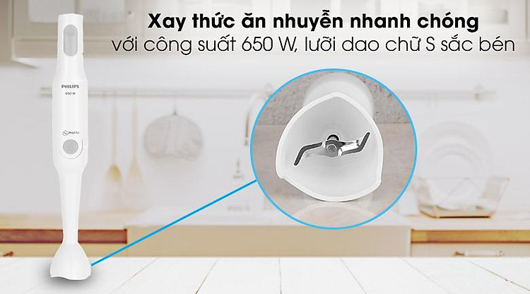 Máy xay sinh tố cầm tay Philips HR2531 - Lưỡi dao chữ S thép không gỉ sắc bén