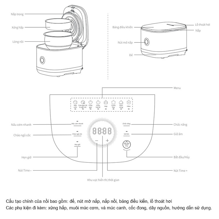 Nồi cơm điện cao tần ruột Inox chống dính tự nhiên 1.5L Joyoung JNRC-401