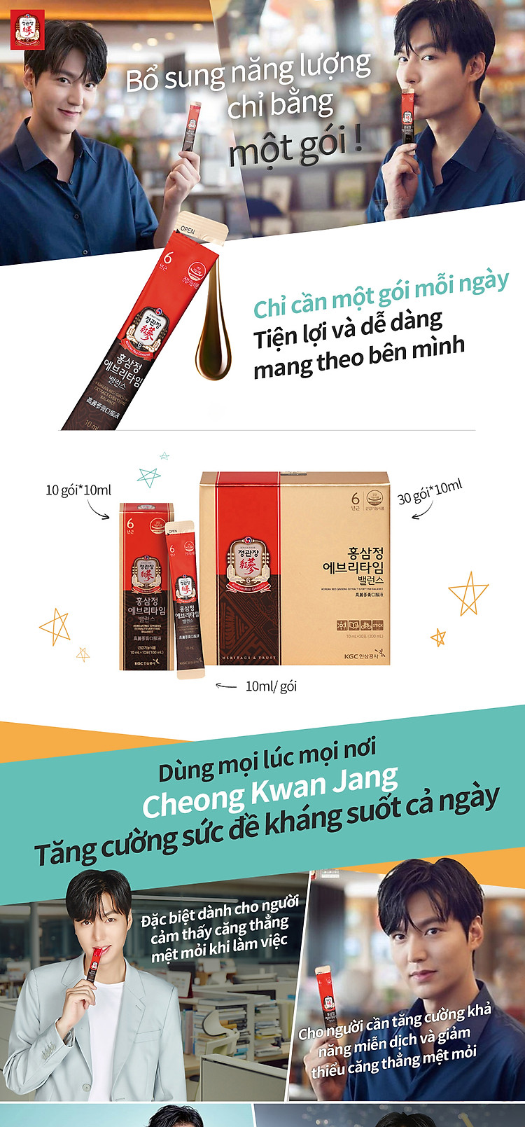 [combo] nước hồng sâm hàn quốc kgc everytime balance 10ml x 30 gói - tặng 1 kẹo hồng sâm 120g 2