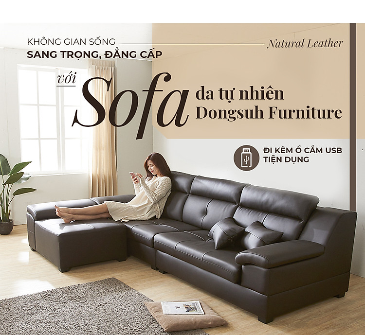 sf315 - ghế sofa da thật 4 chỗ ngồi kèm đôn không tay 1