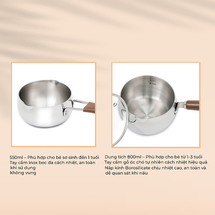 Quánh Inox 3 lớp đúc liền khối miệng rót Kalpen Baby Rinmer size 12cm