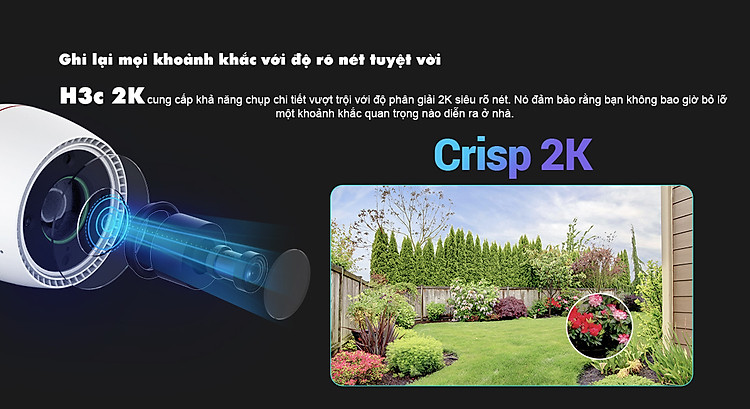 Camera Ezviz H3C 2K độ phân giải 3MP có màu ban đêm tuỳ chỉnh vùng cảnh báo động nhập