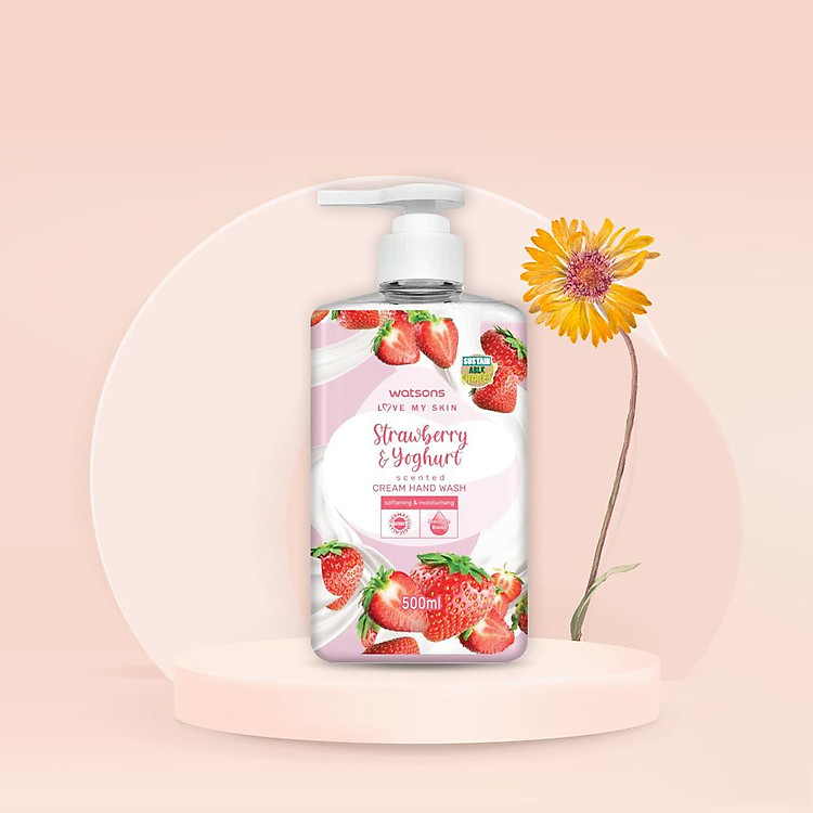 Watsons Love My Skin Strawberry Yoghurt Scented Cream Hand Wash 500ml