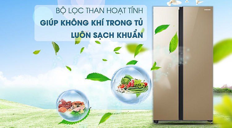 Lọc sạch không khí với bộ lọc than hoạt tính - Tủ lạnh Samsung Inverter 647 lít RS62R50014G/SV Lọc sạch không khí với bộ lọc than hoạt tính - Tủ lạnh Samsung Inverter 647 lít RS62R50014G/SV