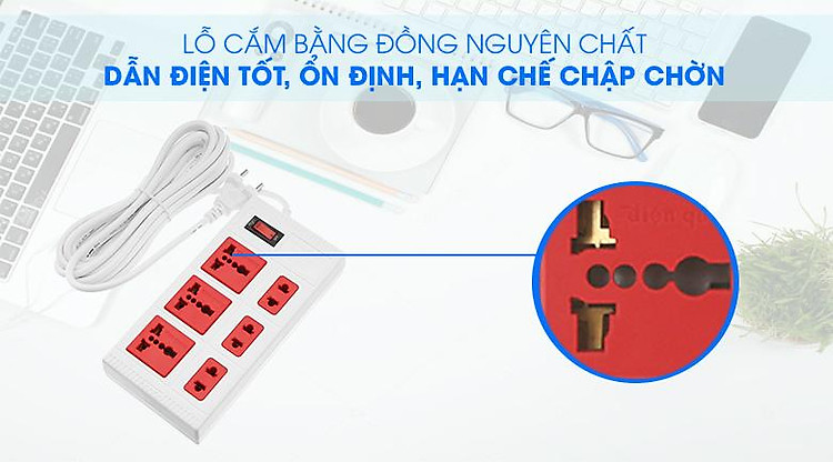 Ổ cắm điện Điện Quang 6 lỗ 5m ECO ĐQ ESK 5WR 6ECO