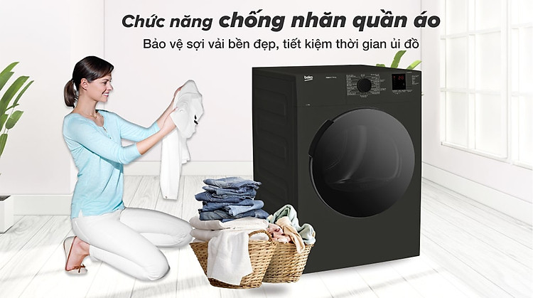 Máy sấy thông hơi Beko 9 kg DA9112RX0MB - Sấy chống nhăn