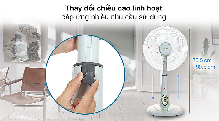 Thay đổi chiều cao - Quạt lửng Lifan QL-216