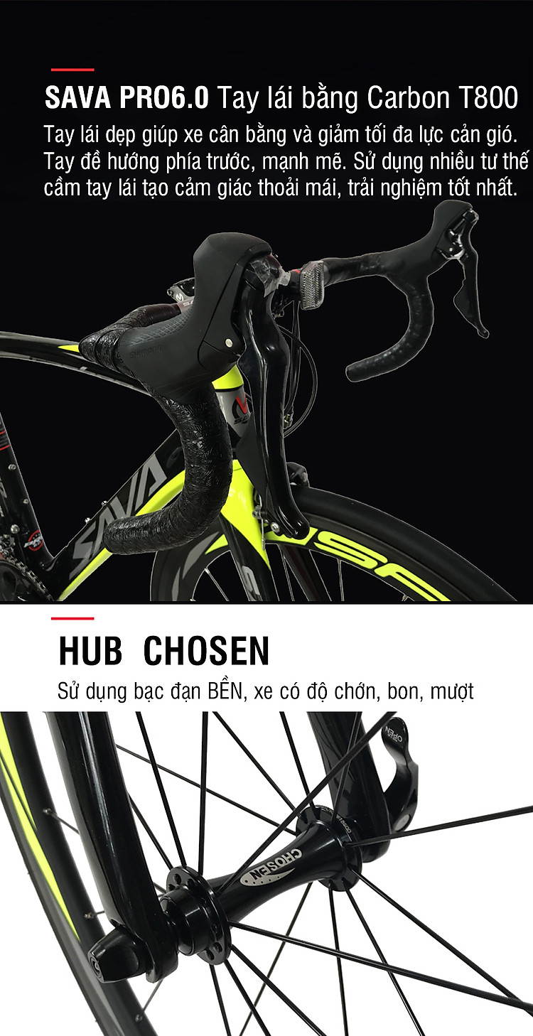 Tay lái xe đạp đua Sava Pro 6.0