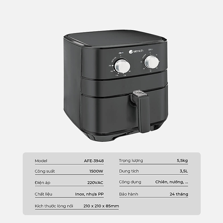 Nồi chiên không dầu Elmich AFE-3948