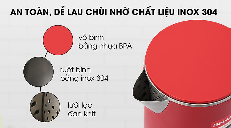Bình đun siêu tốc Sharp 1 lít EKJ-10DVPS-RD