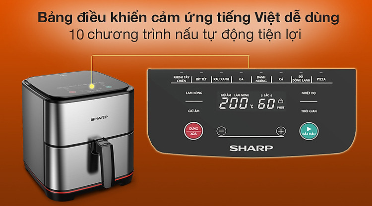 Bảng điểu khiển - Nồi chiên không dầu Sharp KF-AF70EV-ST 5.5 lít