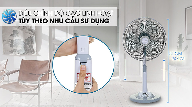 Chiều cao Quạt đứng Sharp PJ-L40RV-LG