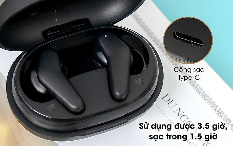 Tai nghe Bluetooth True Wireless Rapoo I100 Đen - Tận hưởng những bản nhạc hay với thời gian dùng đến 3.5 giờ và chỉ cần 1.5 giờ để sạc đầy lại